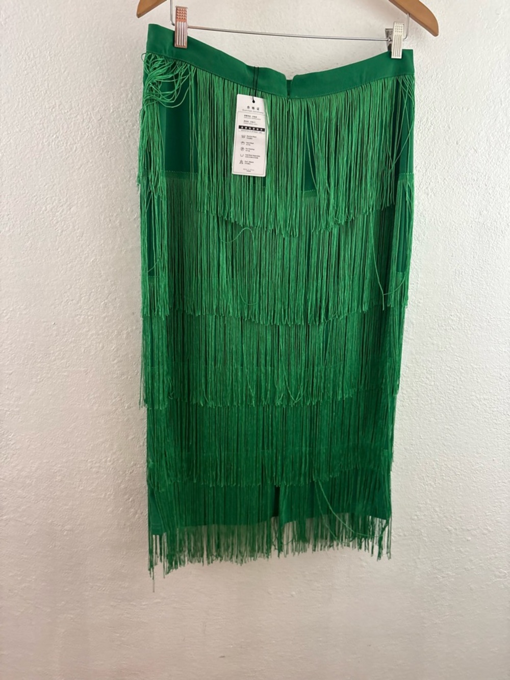 Green Fringe Midi Skirt - Picture 5 of 6